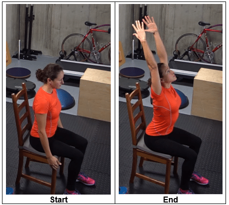 Sitting and Arms Overhead- hip exercises you can do from sitting