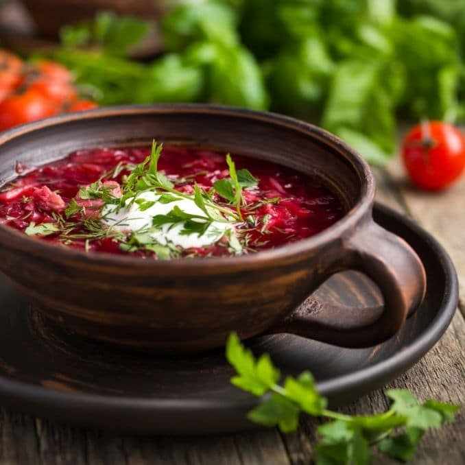 Ukrainian and Russian beetroot soup