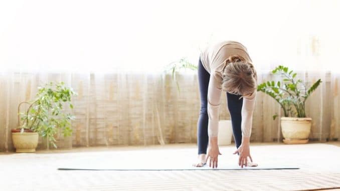 stretching body on floor