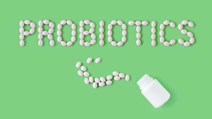 Probiotics word made of pill