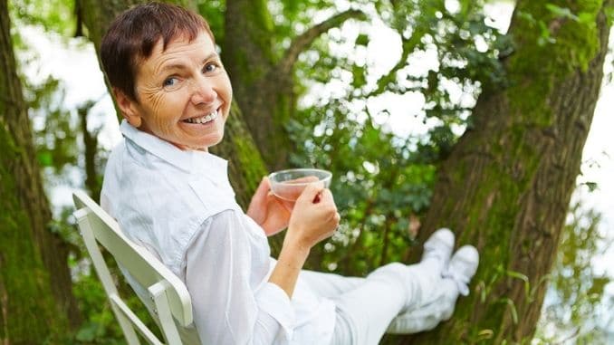 Senior woman drinking tea