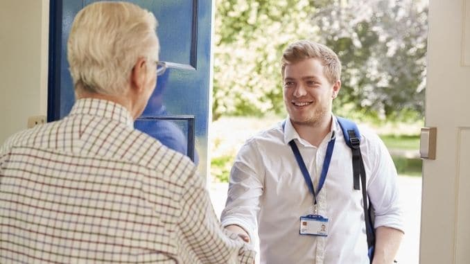 greeting male care worker