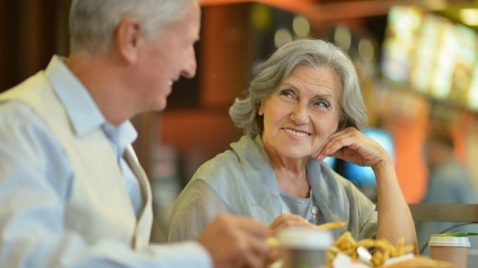 Mature couple eating