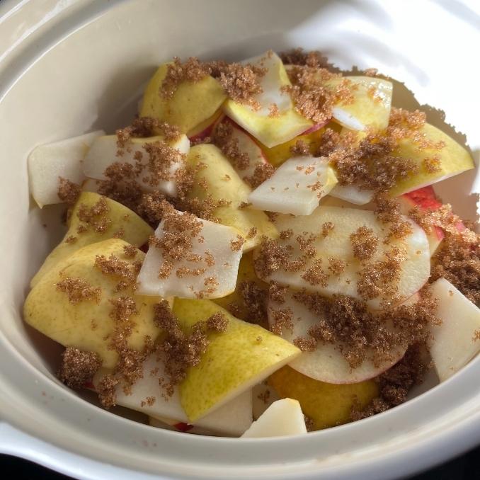 oven-safe dish- Yummy Pear Crumble