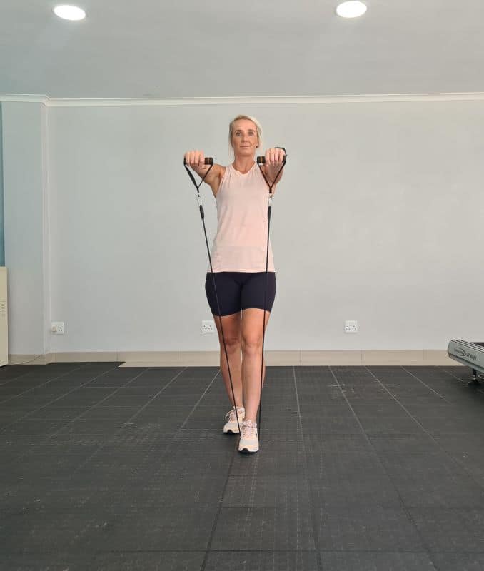 Front Raises Anterior view 2 - Resistance Bands Exercises 