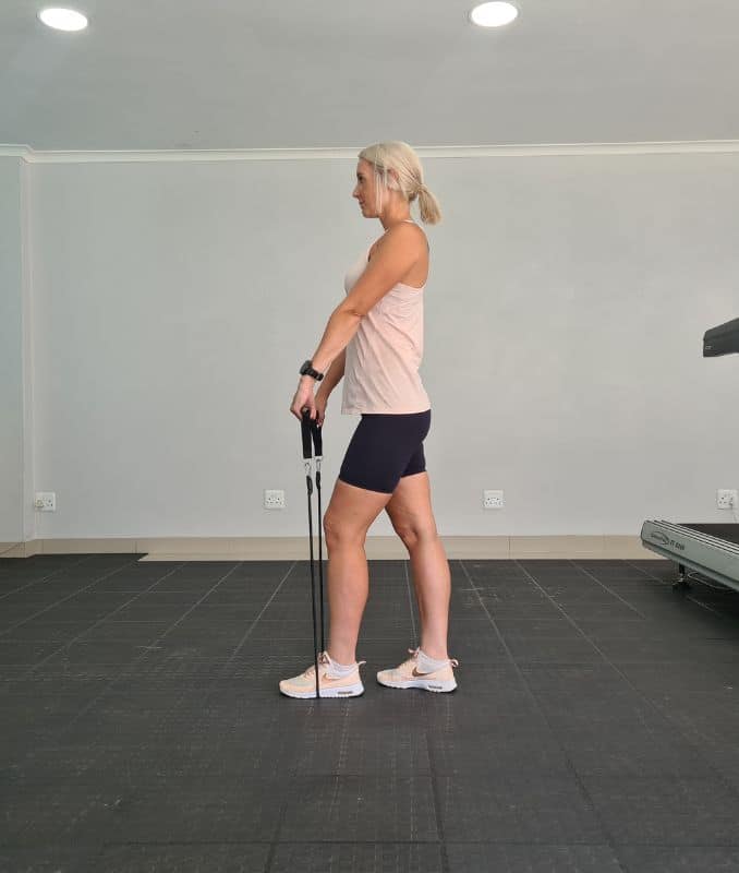 Front Raises Lateral view - Resistance Bands Exercises 