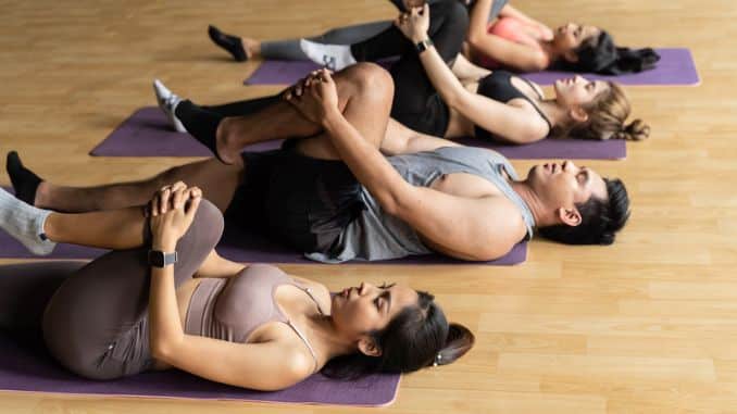 lying on yoga mats