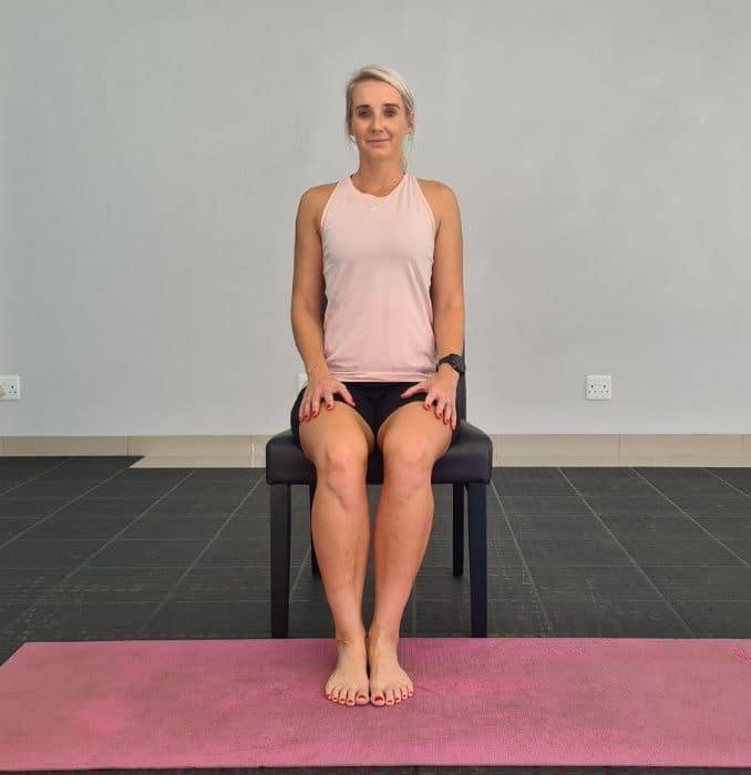 Seated Shoulder rolls Start - Neck Shoulder Chair Yoga Poses