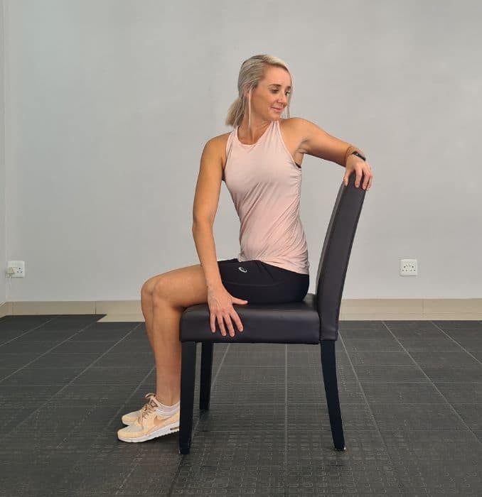 Seated Spinal twist - Neck Shoulder Chair Yoga Poses