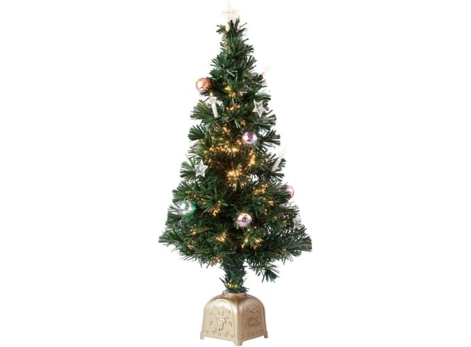 HOLIDAY PEAK 3' Musical Spinning Fiber Optic Christmas Tree | Pre-Lit and Fully Decorated