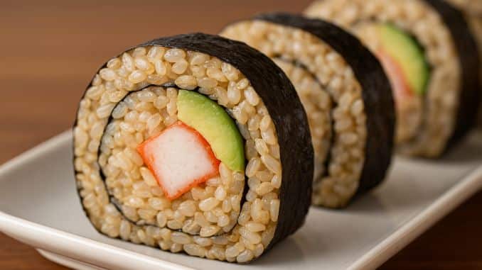 Brown Rice in Sushi Rolls